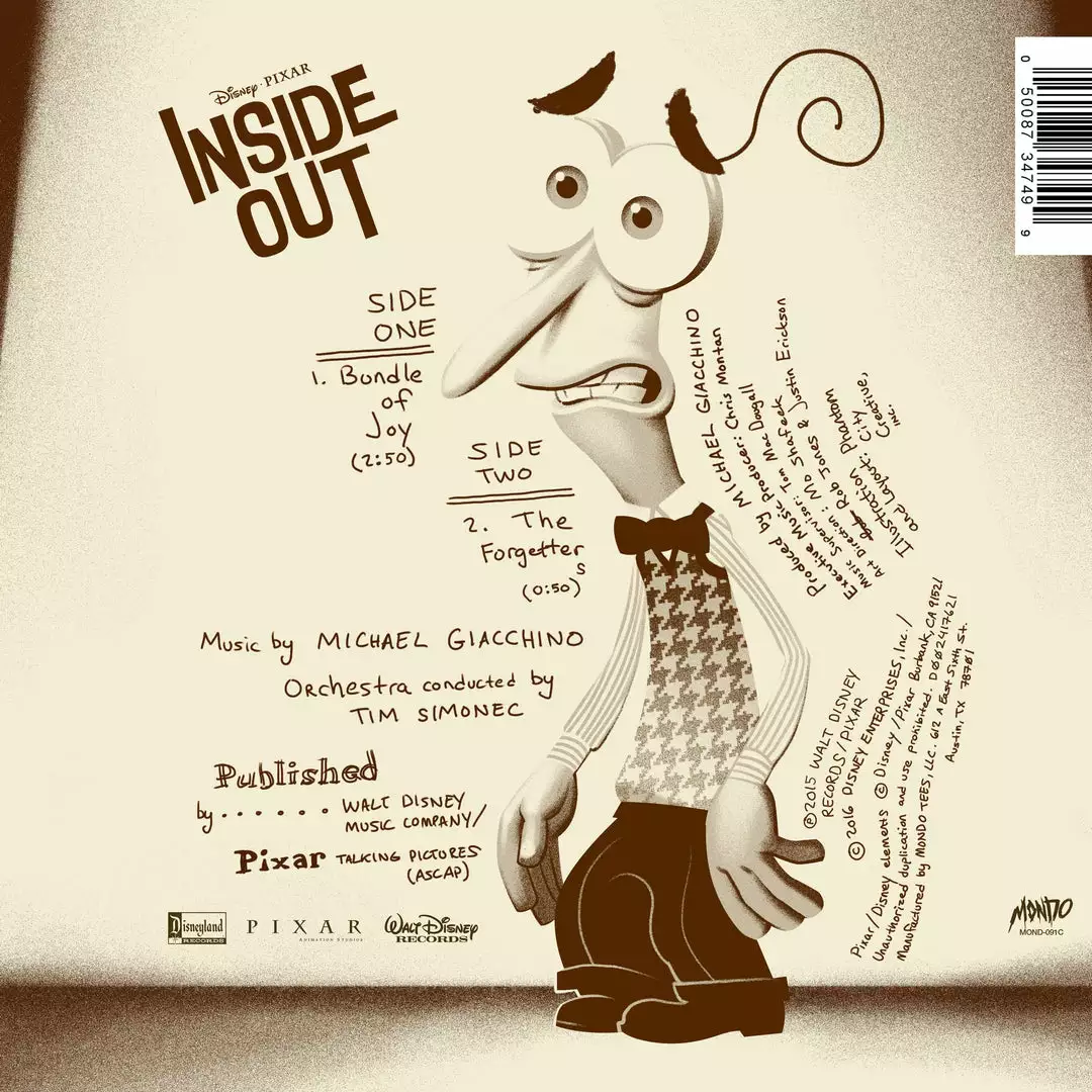 Michael Giacchino Inside Out 7-Inch Single (FEAR) Music Michael Giacchino Inside Out 7-Inch Single (FEAR) Music