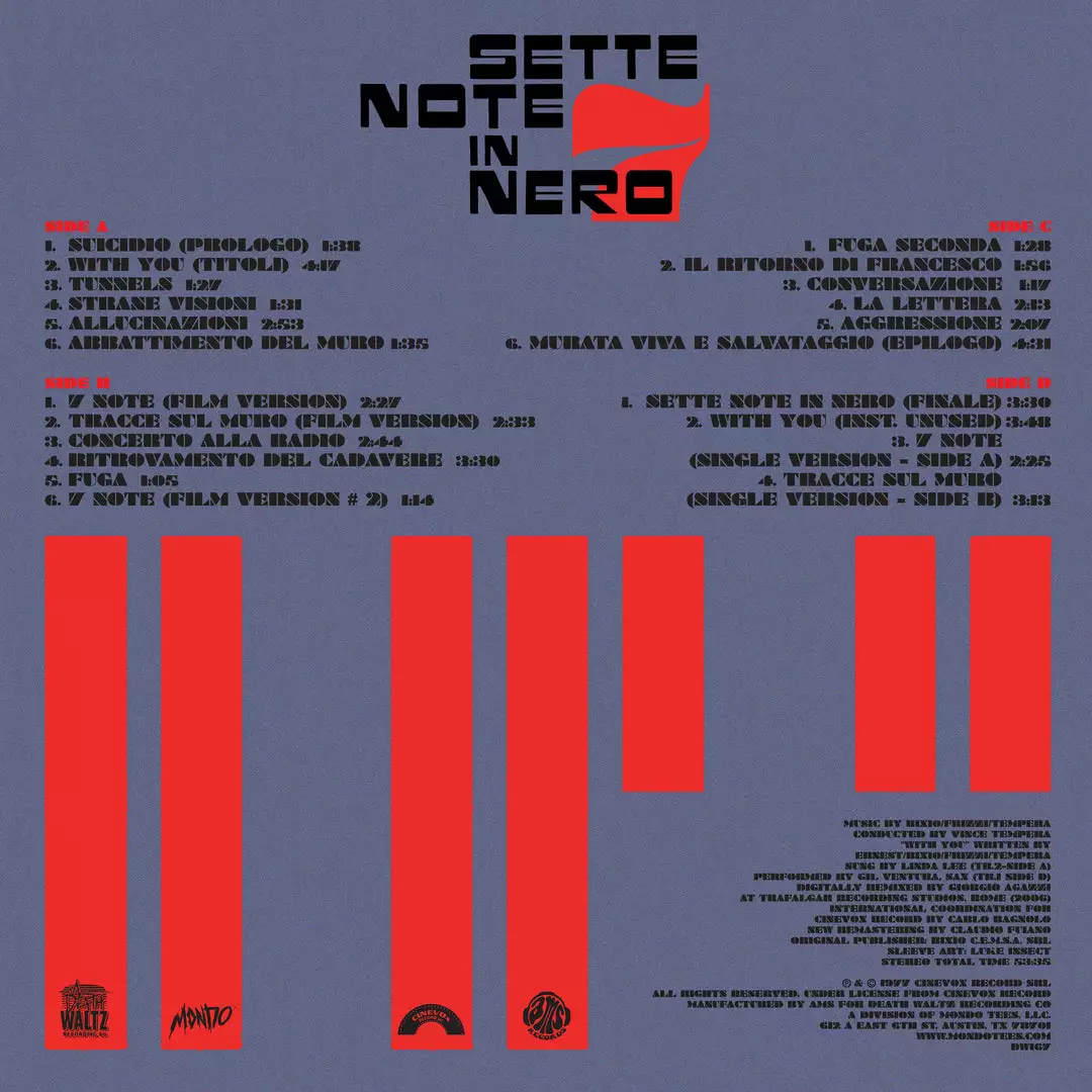 Franco Bixio, Fabiio Frizzi And Vince Tempera Sette Note In Nero - Original Motion Picture Soundtrack 2XLP Franco Bixio, Fabiio Frizzi And Vince Tempera Sette Note In Nero - Original Motion Picture Soundtrack 2XLP